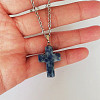 Synthetic Blue Spot Jasper Cross Pendant Necklace FS-WGC9DE4-08-1-1