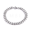 Men's 667 Stainless Steel Cuban Link Chain Bracelets BJEW-G631-13P-1-1
