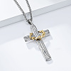 Two Tone 316L Surgical Stainless Steel Thorns Cross Pendant Necklaces FS-WG139DF-01-3