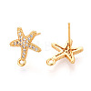 Brass Micro Pave Cubic Zirconia Stud Earring Findings X-KK-N263-24B-G-2