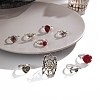 9Pcs 9 Styles Alloy Spider Web & Rose & Heart Finger Rings Sets for Women PW-WG0828C-01-4