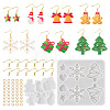  2Pcs 2 Style Christmas Snowman & Bell & Tree & Star Pendant Silicone Molds DIY-TA0005-91-9