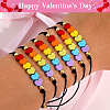 Gemstone Rainbow Heart Beaded Black Cord Adjustable Bracelet for Women YA9246-1-2