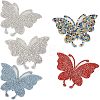  5Pcs 5 Colors Butterfly Glass Rhinestone Patches DIY-NB0005-14-1