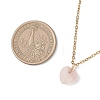 Natural Rose Quartz Heart Pendant 304 Stainless Steel Cable Chain Necklaces for Women NJEW-JN05796-02-3
