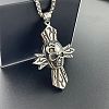 304 Stainless Steel Men's Punk Gothic Skull Cross Pendant Vintage Skull Necklace Jewelry ZG6049-2