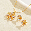 Vintage Brass Flower Stud Earrings & Pendant Necklaces Sets for Women NK5083-2
