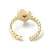 Glass Heart Open Cuff Ring RJEW-A035-01G-02-3