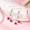 Bowknot ABS Plastic Imitation Pearl Dangle Earrings EJEW-JE06767-1