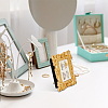 4-Slot Photo Frame Resin Finger Ring Organizer Holder with Cotton and Linen Mat and Iron Support RDIS-WH0016-20-5