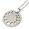 Non-Tarnish 201 Stainless Steel Moon Phase Pendant Necklace with Cable Chains NJEW-Q317-23P-2