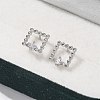 Brass Clear Cubic Zirconia Stud Earrings EJEW-Q014-03P-4