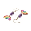 Rainbow Alloy Enamel & Natural Amethyst Dangle Earrings for Women EJEW-JE05923-4