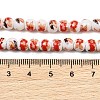 Handmade Flower Printed Porcelain Ceramic Beads Strands PORC-M005-6mm-06-3