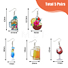 FIBLOOM 5 Pairs 5 Styles Acrylic Wine Glass Dangle Earrings with 304 Stainless Steel Pins EJEW-FI0001-68-2