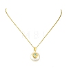 Natural Cultured Freshwater Pearl Coin with Hamsa Hand Pendant 304 Stainless Steel Cable Chain Necklaces for Women NJEW-JN06119-3