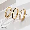 3Pcs Hollow Out 304 Stainless Steel Micro Pave Clear Cubic Zirconia with Enamel Finger Rings FS-WGFDE09-08-2