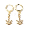 Clear Cubic Zirconia Maple Leaf Dangle Hoop Earrings EJEW-B017-01G-1