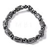 Round & Nuggets Synthetic Non-magnetic Hematite Beaded Stretch Bracelets for Women BJEW-Q345-09-1