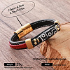 Vintage Two Tone Braided PU Leather Cord 9-Eye Tibetan Style dZi Rice Beads Bracelets UA9216-1-1