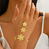 Vintage Brass Carved Hollow 6-Petal Flower Hand Chain Ring Bracelets for Women FB4811-2-1