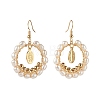 Pearl Beads Brass Dangle Earrings EJEW-JE04568-03-2