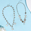 2Pcs 2 Styles Alloy Star Necklace Sets for Women NJEW-SC0001-51-4