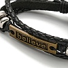 Braided PU Leather & Waxed Cords Triple Layer Multi-strand Bracelets BJEW-P329-06A-AB-2