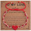 Valentine's Day Round Brass & Glass Beads Braided Bead Bracelets XT1729-2-1