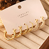 3 Pairs 304 Stainless Steel Pave Clear Cubic Zirconia and Imitation Pearl Hoop Earrings Sets FS-WGF1EAA-01-1