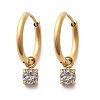 Ion Plating(IP) 304 Stainless Steel Micro Pave Cubic Zirconia Hoop Earrings STAS-R004-02G-02-4