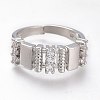 Adjustable Brass Micro Pave Clear Cubic Zirconia Cuff Rings ZIRC-I049-38-3