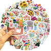 50Pcs Flower PVC Adhesive Waterproof Stickers Self-Adhesive Stickers PW-WGA0794-01-3