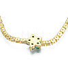 Cubic Zirconia Classic Tennis Necklace with Flower Links NJEW-N048-01B-4