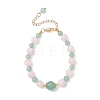 Adjustable Natural Rose Quartz and Green Aventurine Beaded Bracelets BJEW-JB13032-2