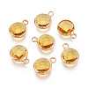 Golden Tone Brass Glass Charms GLAA-ZX008-24F-G-1