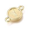 Brass Disc with Initial Links Connector Charms KK-E802-36G-Y-2