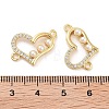 Rack Plating Brass Micro Pave Clear Cubic Zirconia Heart Connector Links KK-Z064-44G-3