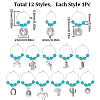 12Pcs 12 Style Synthetic Turquoise & Brass Beaded Wine Glass Charms AJEW-SC0002-20-2