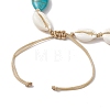 Natural Mixed Cowrie Shell with Synthetic Turquoise Beaded Anklets AJEW-AN00596-01-4