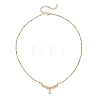 Brass Pave Clear Cubic Zirconia Angel Wings Pendant 304 Stainless Steel Satellite Chain Necklaces for Women NJEW-JN05936-4