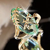 Leaf & Dragonfly Brass Glass Finger Rings FS-WGB6037-01-1