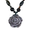 Natural Indian Agate Flower Pendant Necklaces NJEW-N064-08H-1