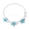Synthetic Turquoise Beaded Bangles BJEW-JB11588-01-4