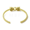 Brass Pave Clear & Green Cubic Zirconia Leopard Open Cuff Bangle for Women BJEW-K246-22B-G-3