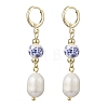Brass Oval Leverback Earrings EJEW-JE06735-3