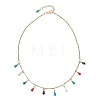 304 Stainless Steel Enamel Colorful Teardrop Tassel Bib Necklaces for Women NJEW-JN05769-4