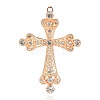 Golden Plated Alloy Rhinestone Cross Big Pendants RB-J109-01G-1