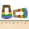 Pride Rainbow Theme Resin & Walnut Wood Pendants WOOD-K012-11B-3