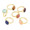 Natural Gemstone Finger Rings with Brass Findings G-H353-04G-2